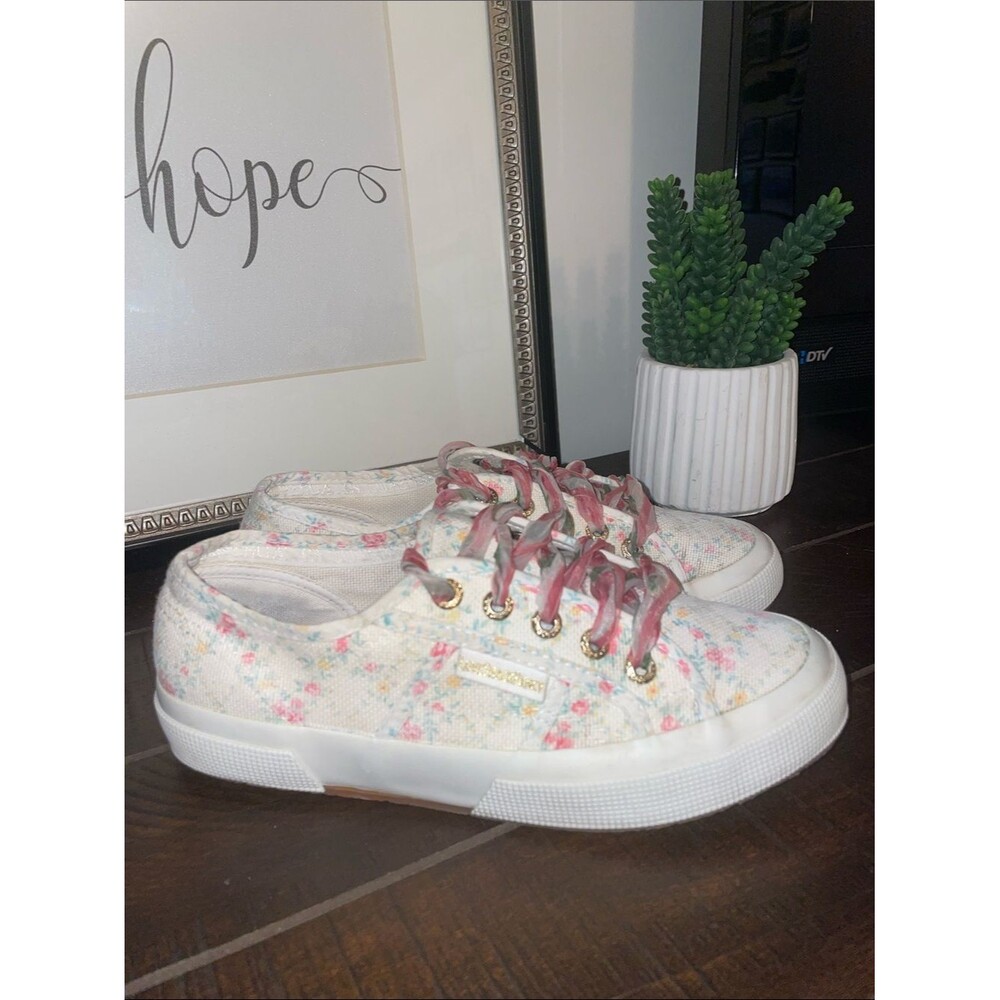 Superga X LoveShackFancy 2750 Vintage Floral Print Canvas Sneakers Size 6.5